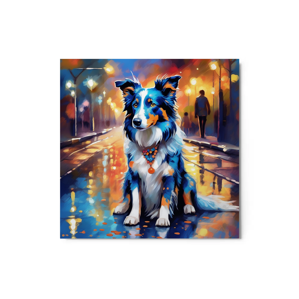 PugMug Custom Blue Merle Border Collie Metal Print