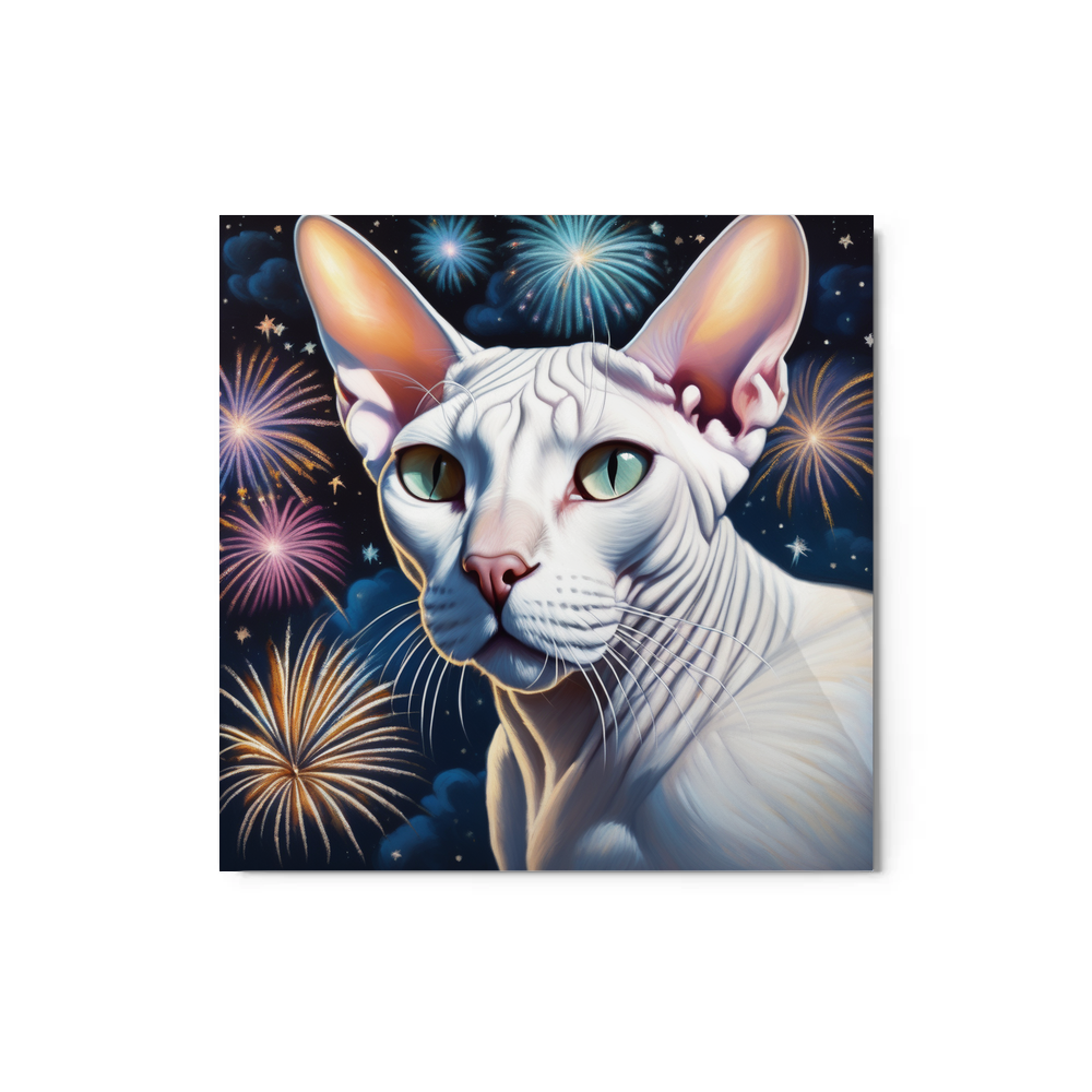 PugMug Custom White Sphynx Cat Metal Print