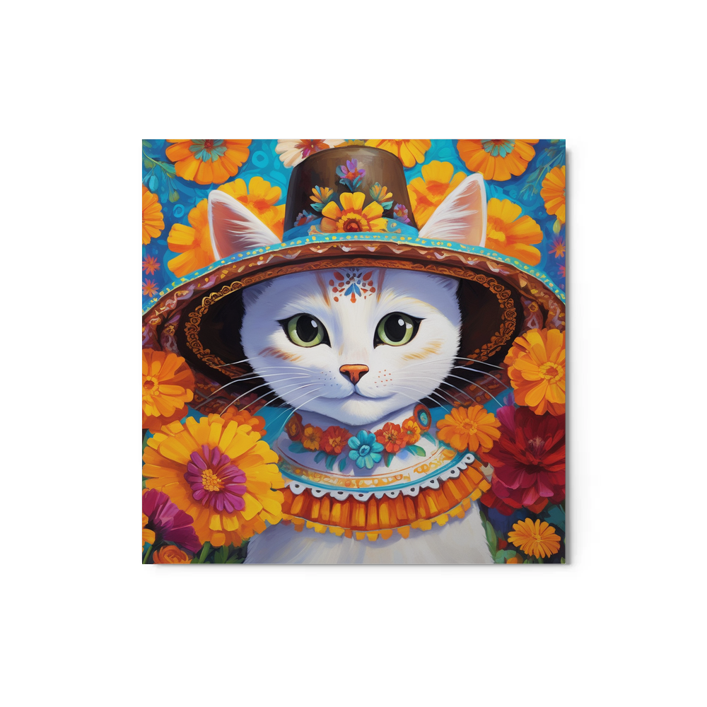 PugMug Custom White Companion Cat Metal Print