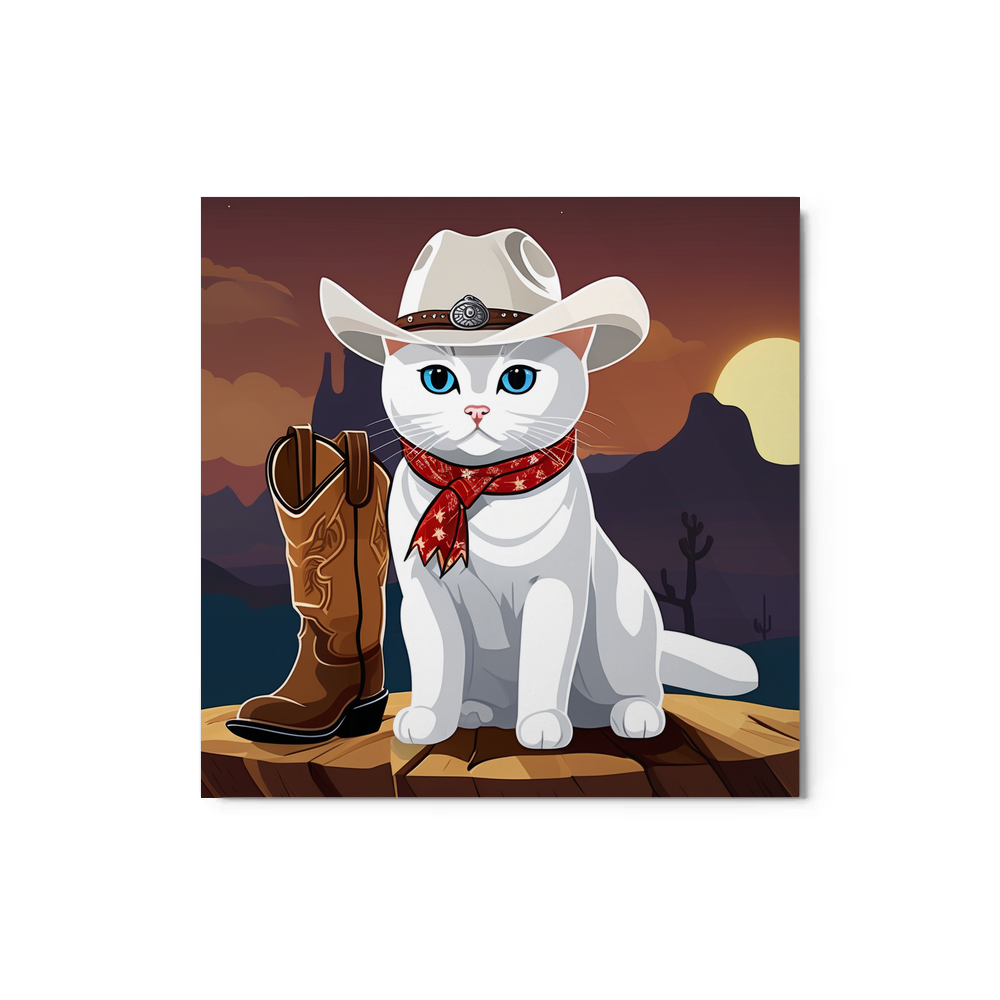 PugMug Custom White British Shorthair Cat Metal Print