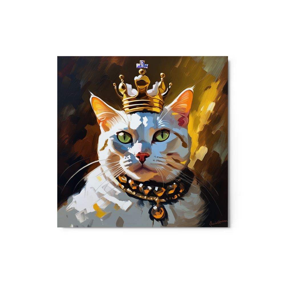 PugMug Custom White American Shorthair Cat Metal Print