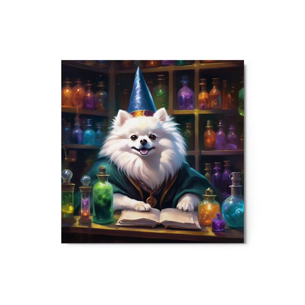 PugMug Custom White Pomeranian Metal Print