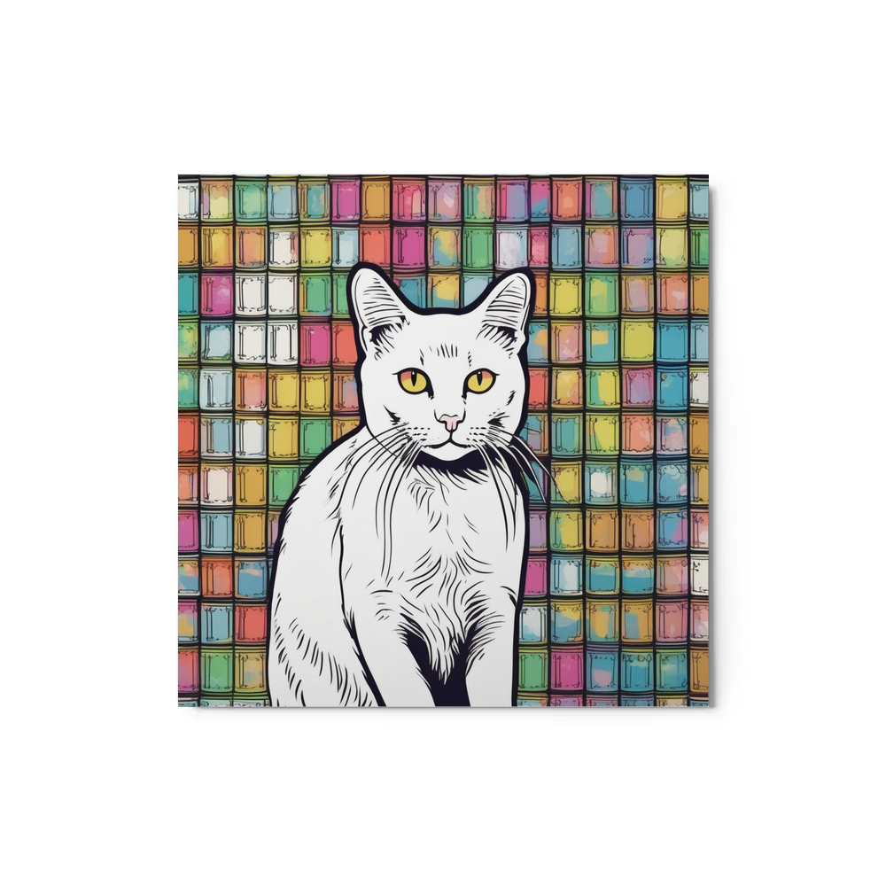 PugMug Custom White Companion Cat Metal Print