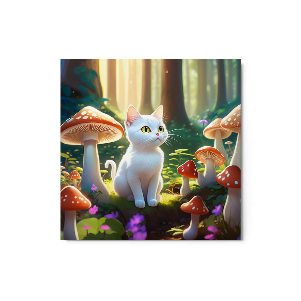 PugMug Custom White Companion Cat Metal Print