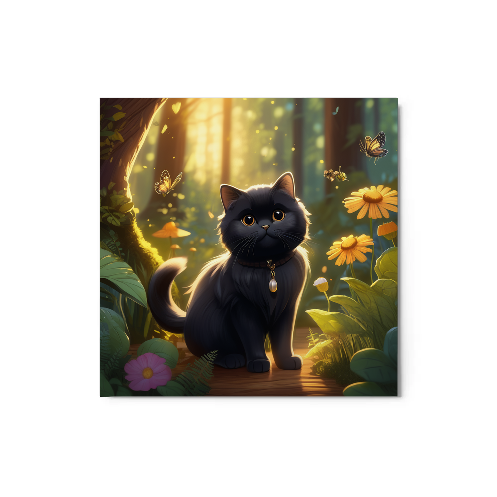 PugMug Custom Black Scottish Fold Cat Metal Print