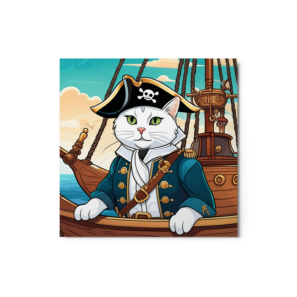 PugMug Custom White Companion Cat Metal Print