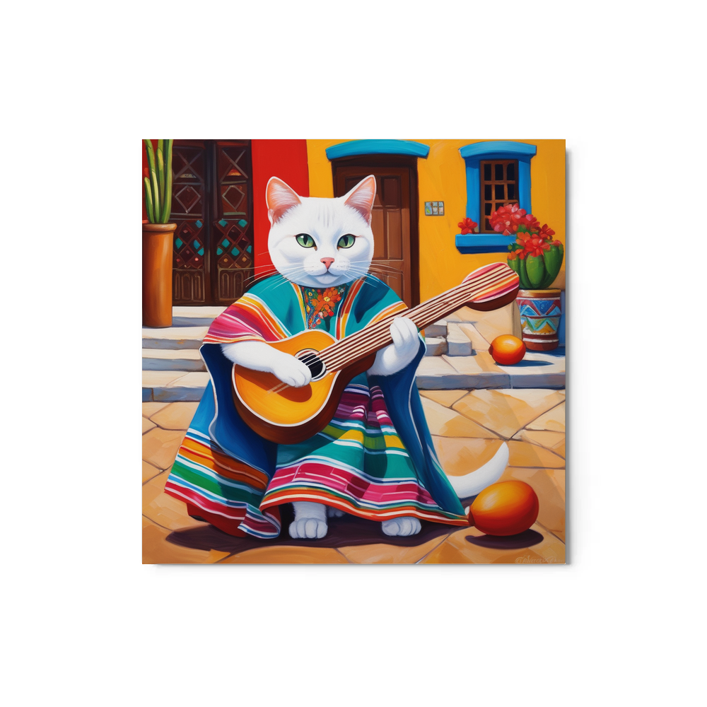 PugMug Custom White Companion Cat Metal Print