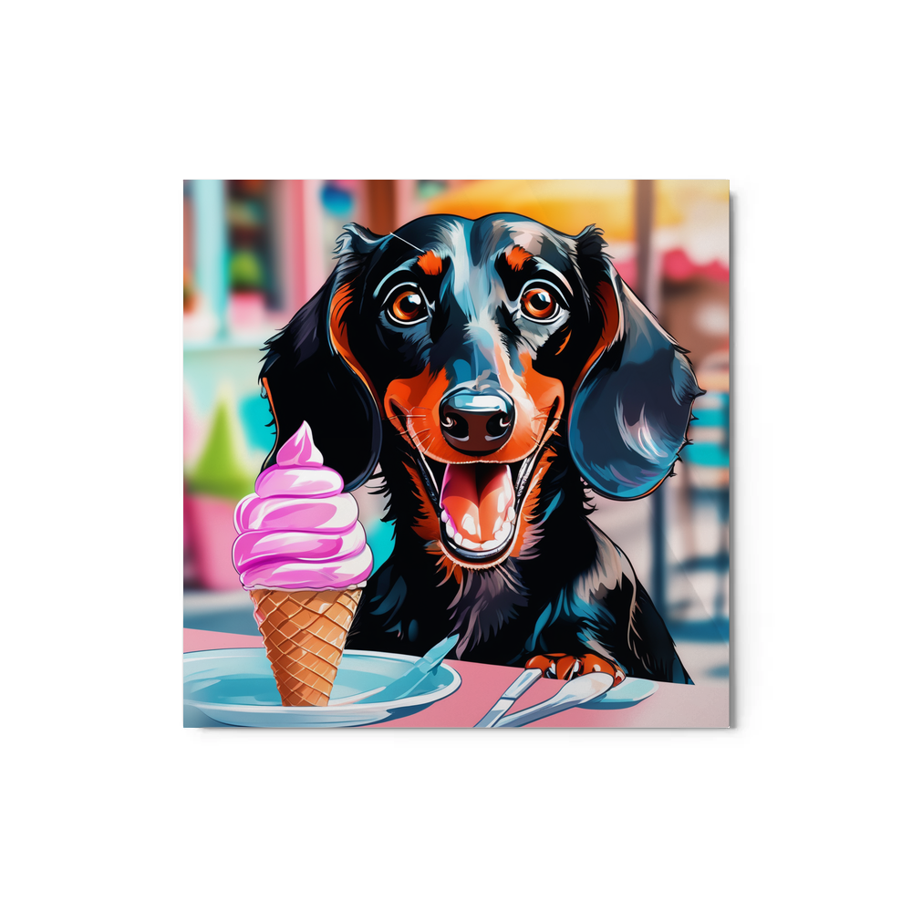 PugMug Custom Black Dachshund Metal Print