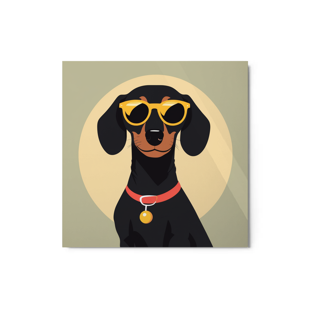 PugMug Custom Black Dachshund Metal Print