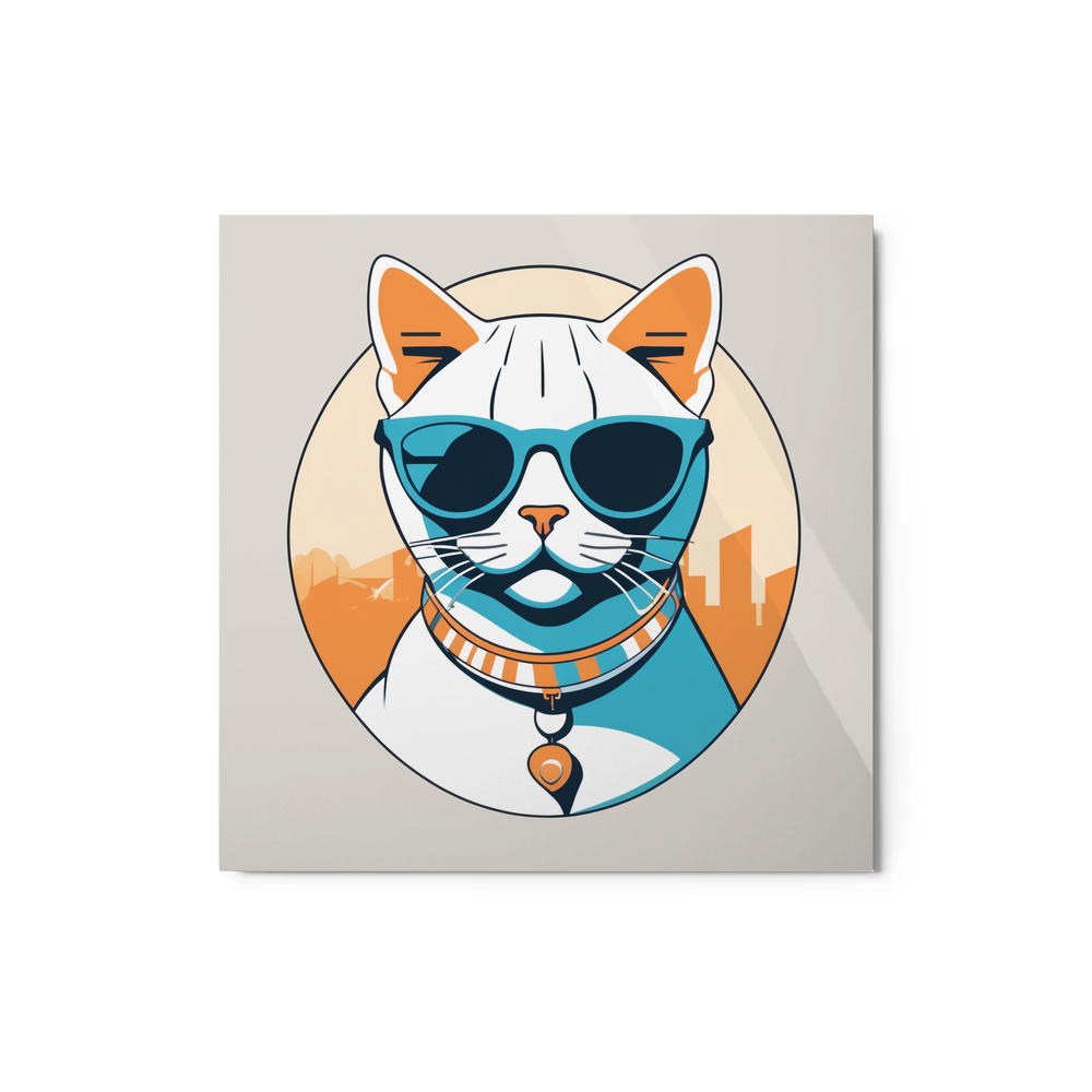 PugMug Custom White American Shorthair Cat Metal Print