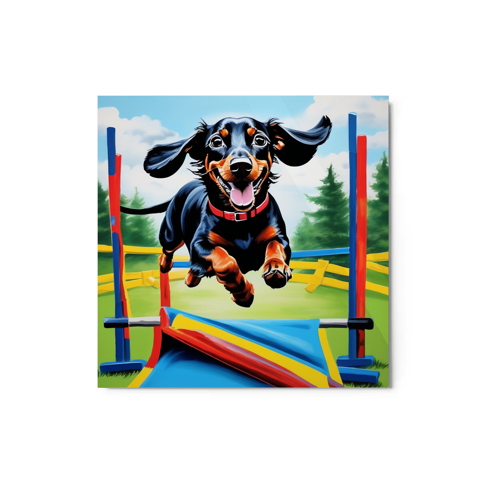 PugMug Custom Black Dachshund Metal Print