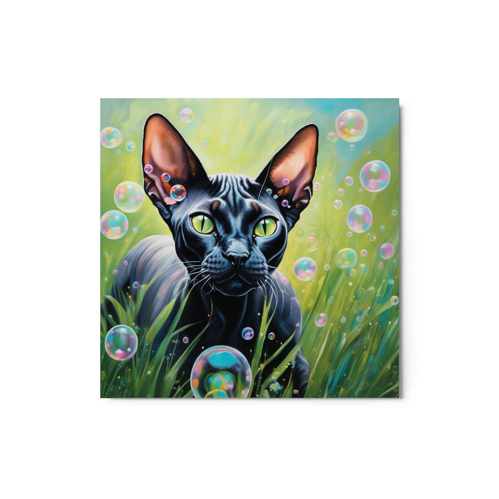 PugMug Custom Black Sphynx Cat Metal Print