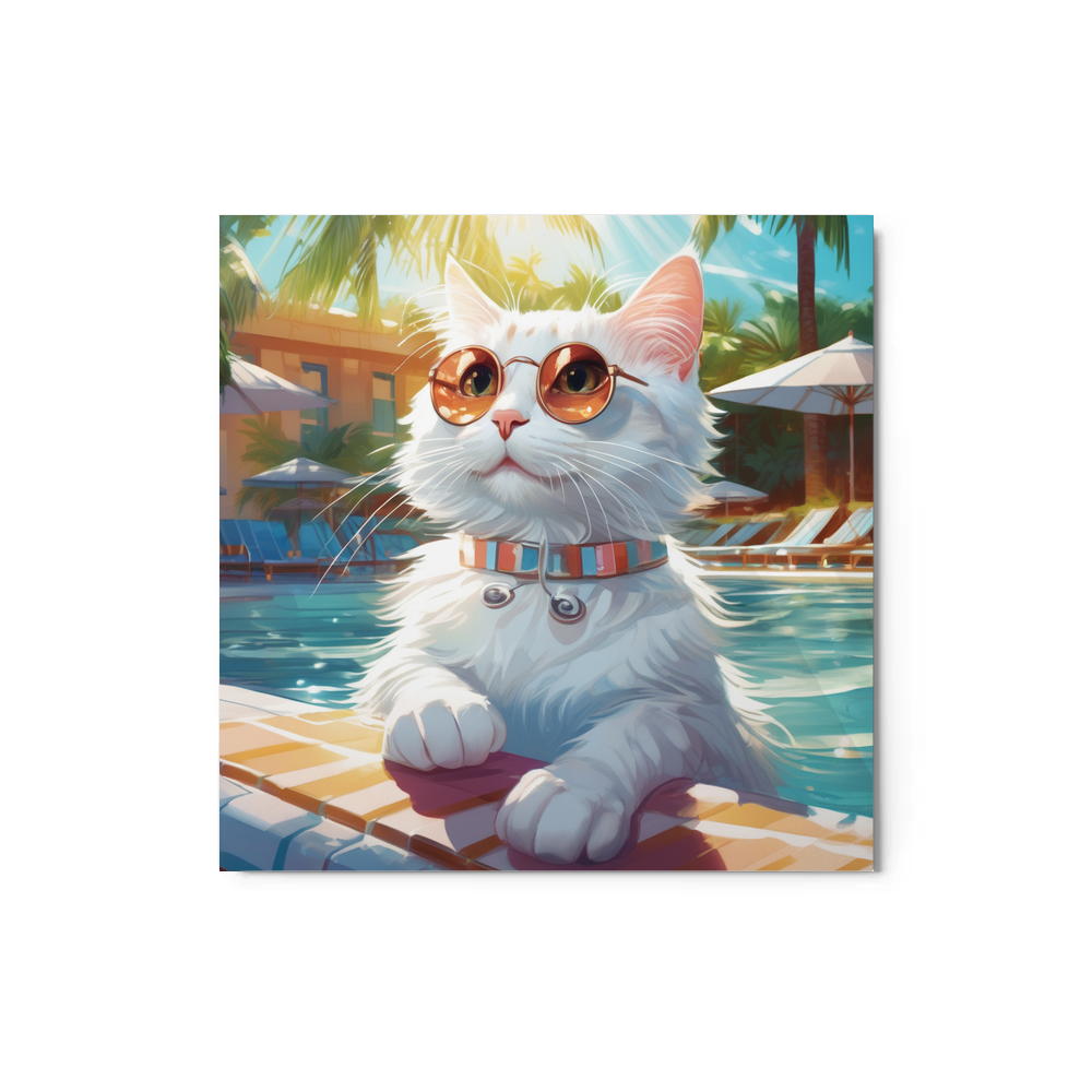 PugMug Custom White Companion Cat Metal Print