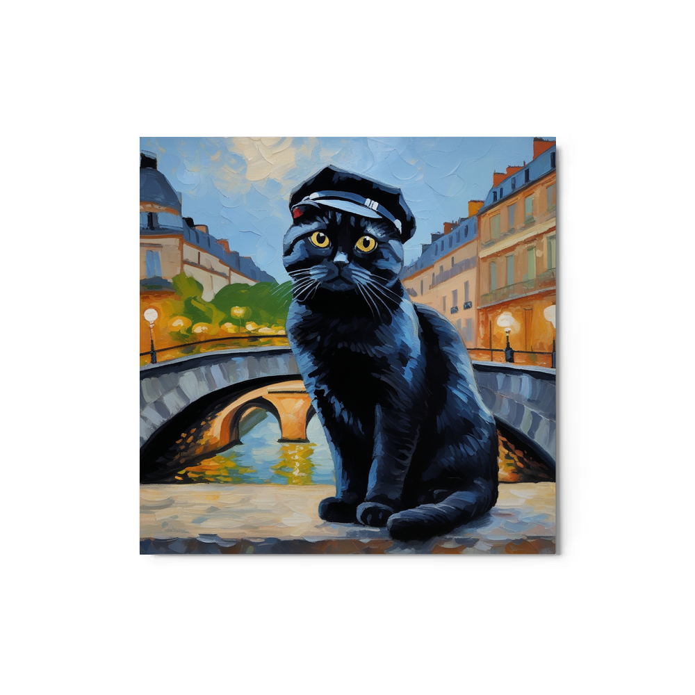 PugMug Custom Black Scottish Fold Cat Metal Print