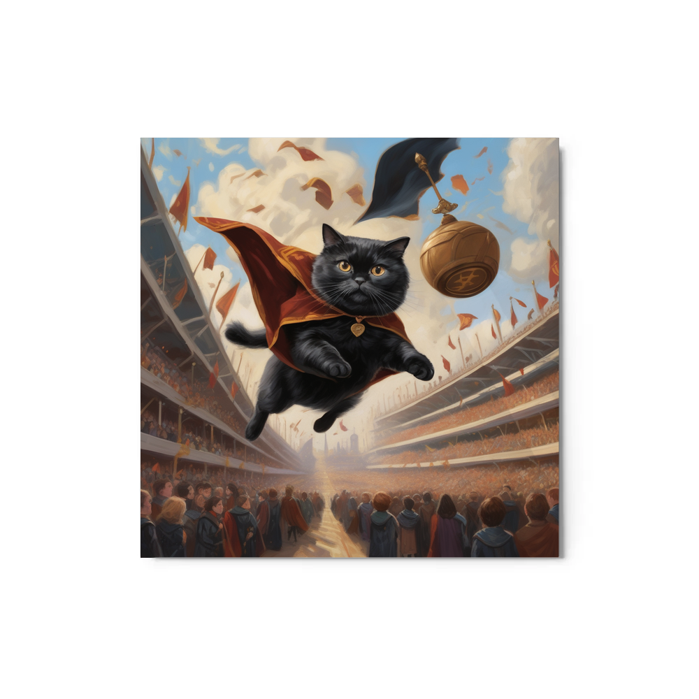 PugMug Custom Black Scottish Fold Cat Metal Print