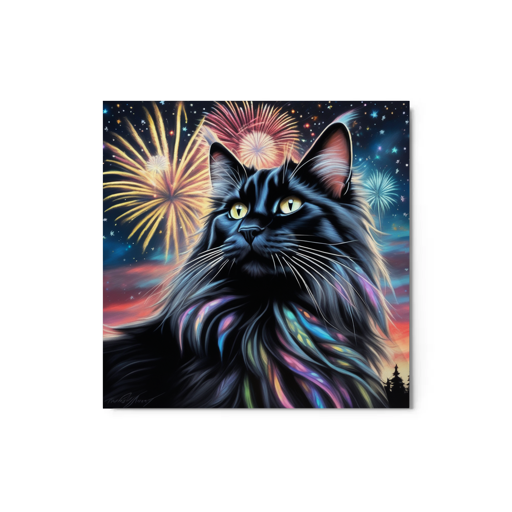 PugMug Custom Black Maine Coon Cat Metal Print