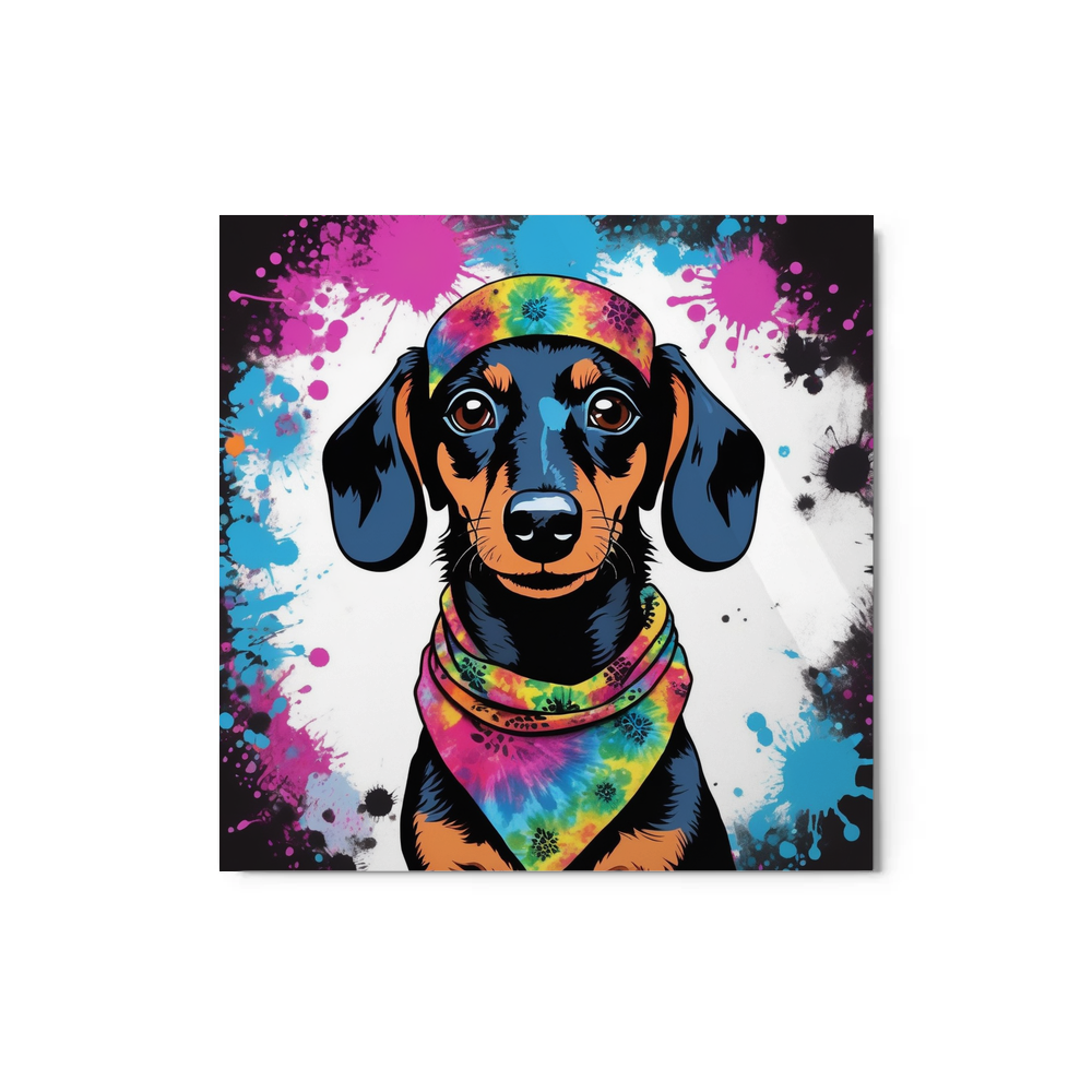 PugMug Custom Black Dachshund Metal Print