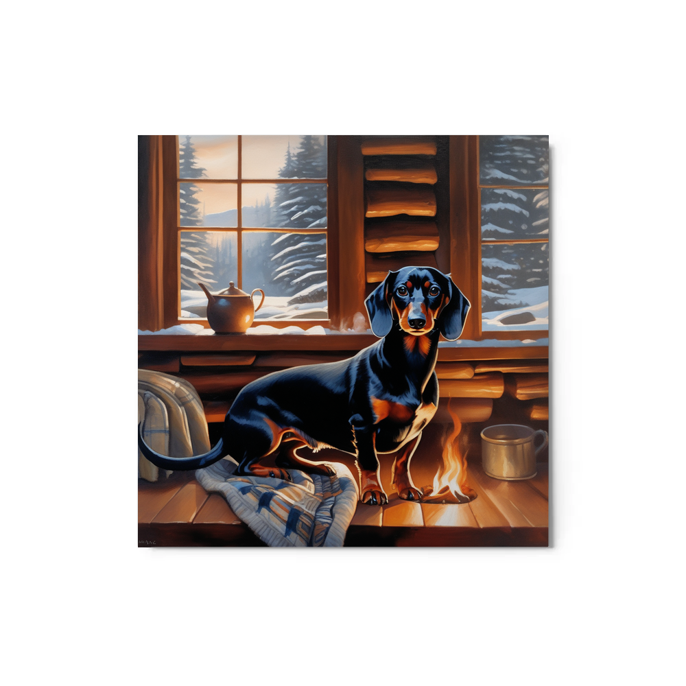 PugMug Custom Black Dachshund Metal Print