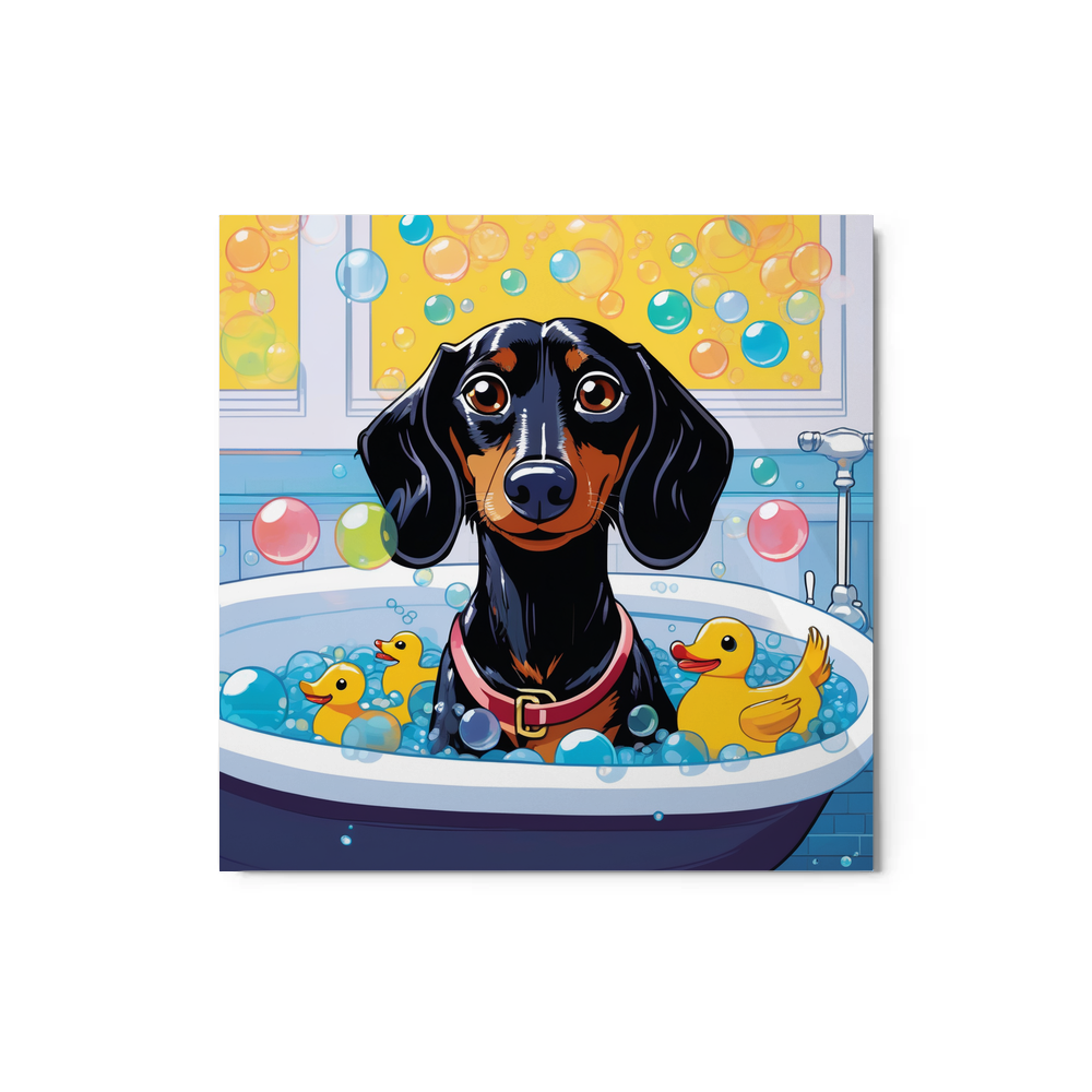 PugMug Custom Black Dachshund Metal Print