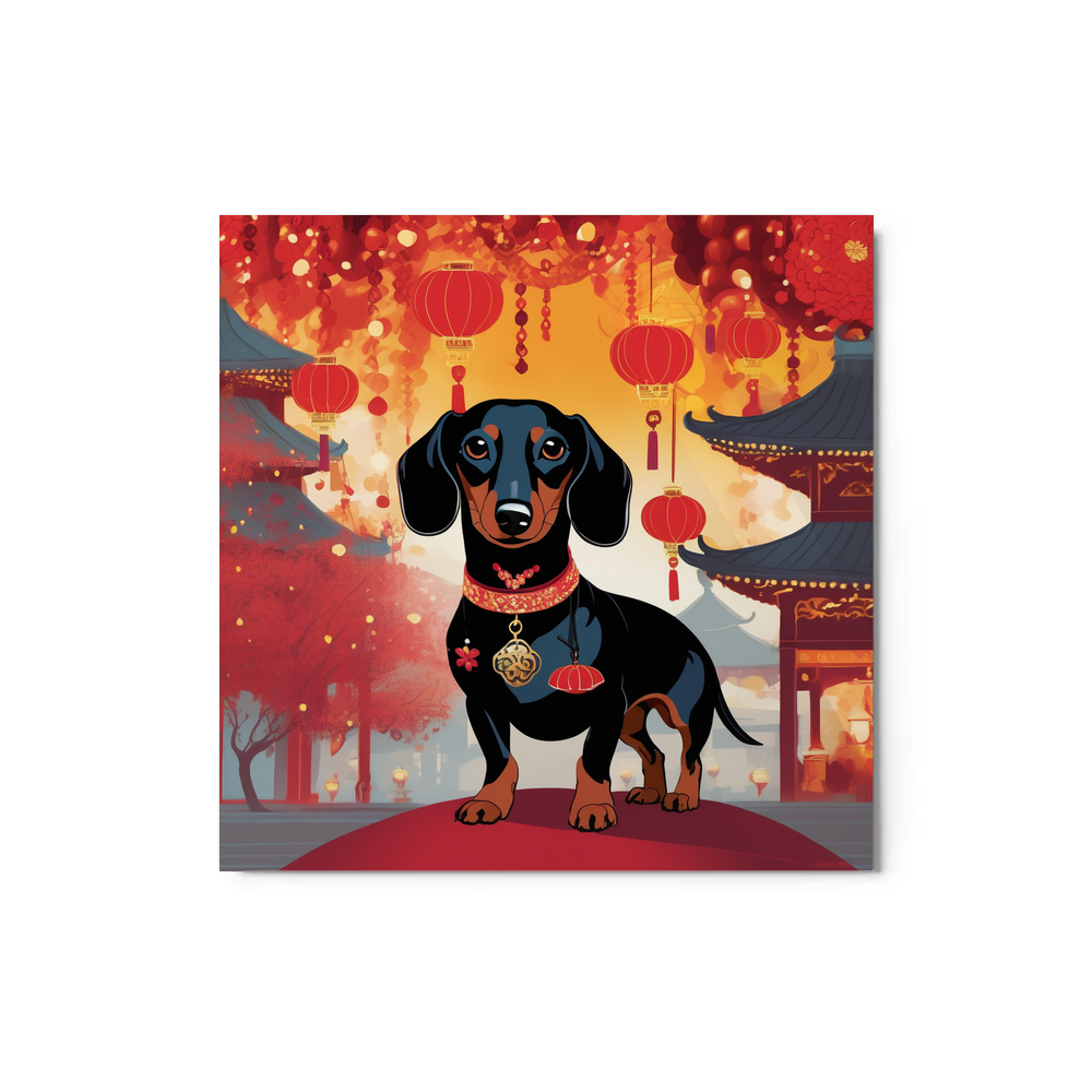 PugMug Custom Black Dachshund Metal Print