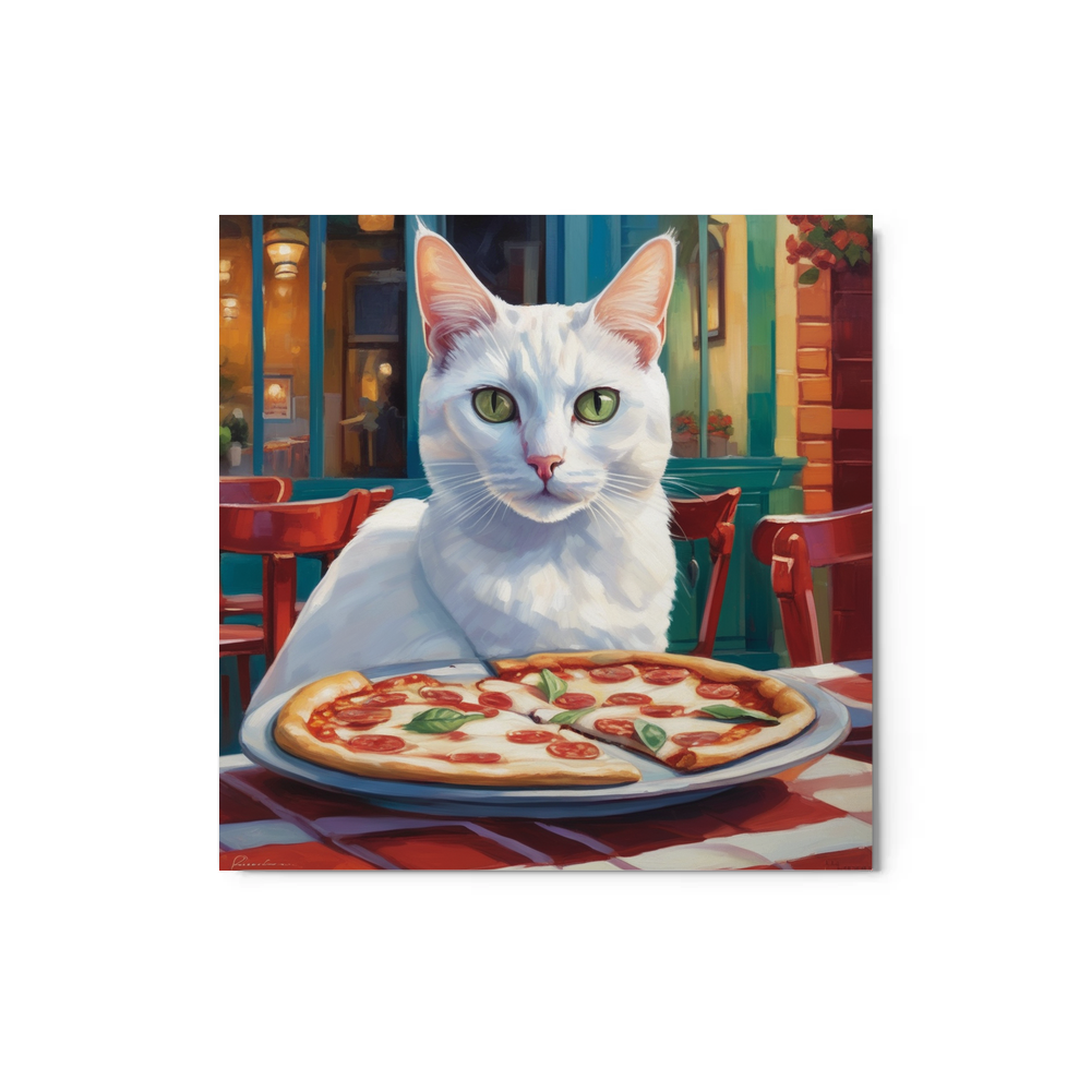 PugMug Custom White Companion Cat Metal Print