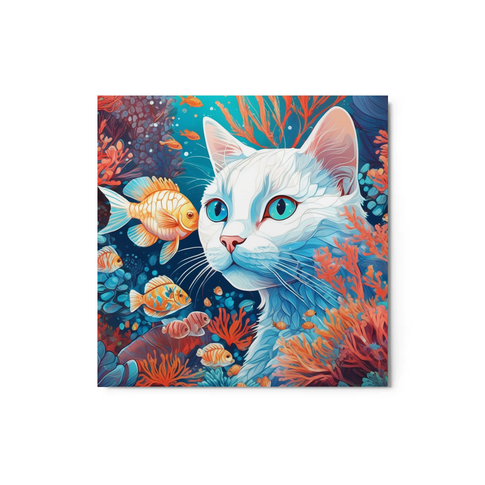 PugMug Custom White Companion Cat Metal Print