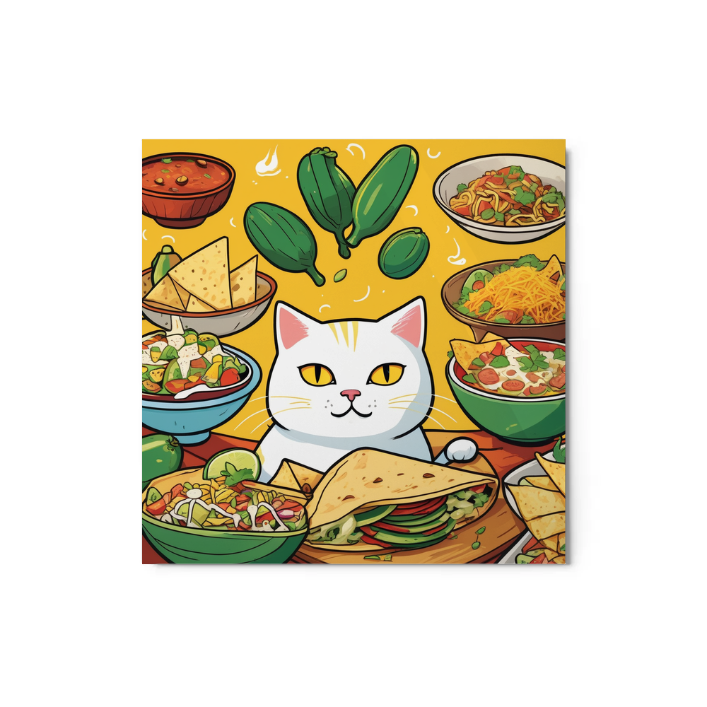 PugMug Custom White Companion Cat Metal Print