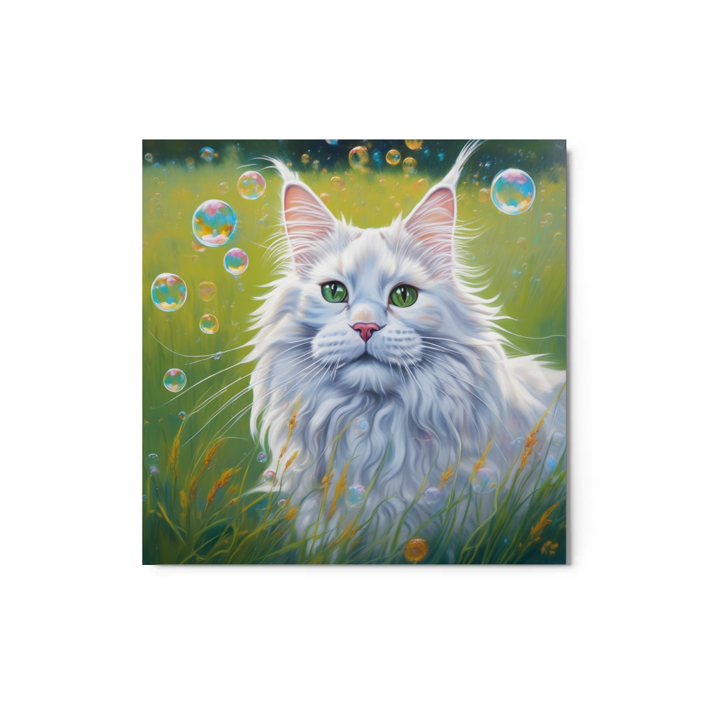 PugMug Custom White Maine Coon Cat Metal Print