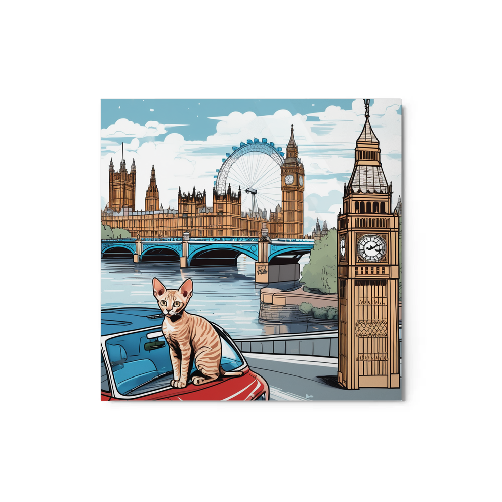 PugMug Custom Tabby Devon Rex Cat Metal Print