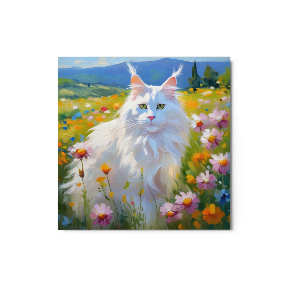 PugMug Custom White Maine Coon Cat Metal Print