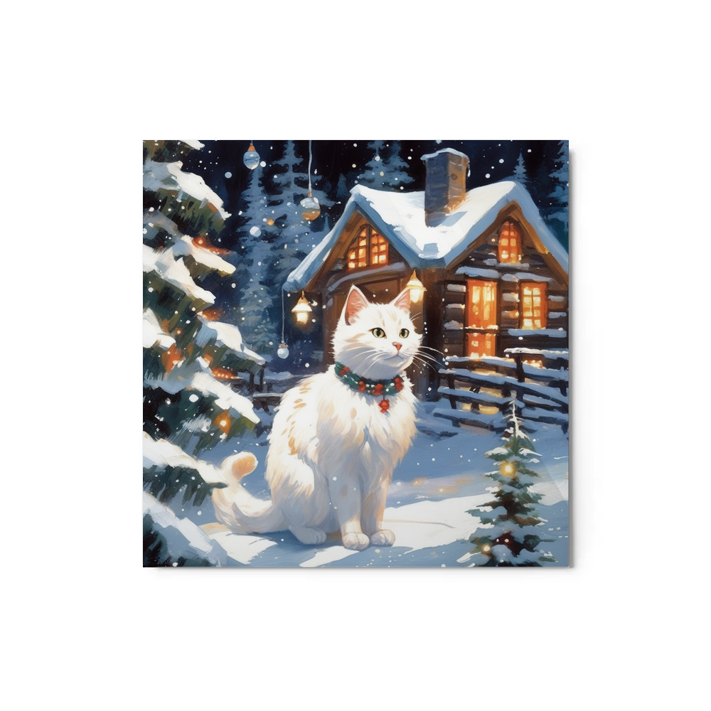 PugMug Custom White Companion Cat Metal Print