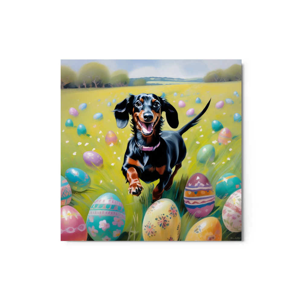 PugMug Custom Black Dachshund Metal Print