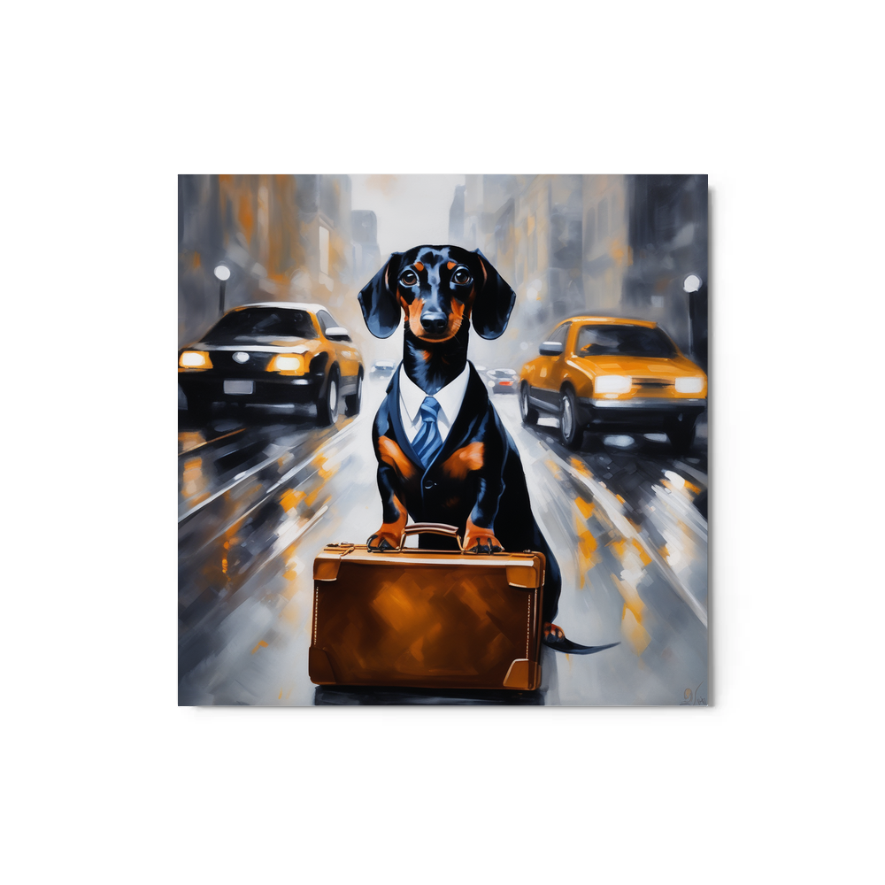 PugMug Custom Black Dachshund Metal Print