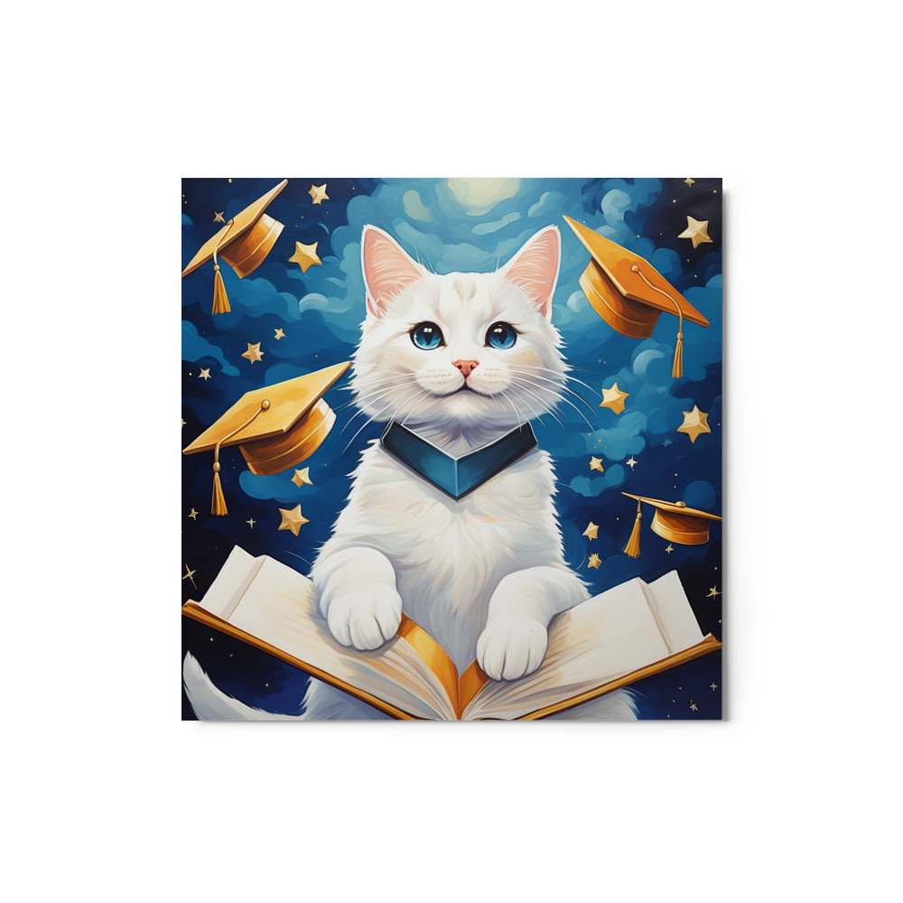 PugMug Custom White Companion Cat Metal Print