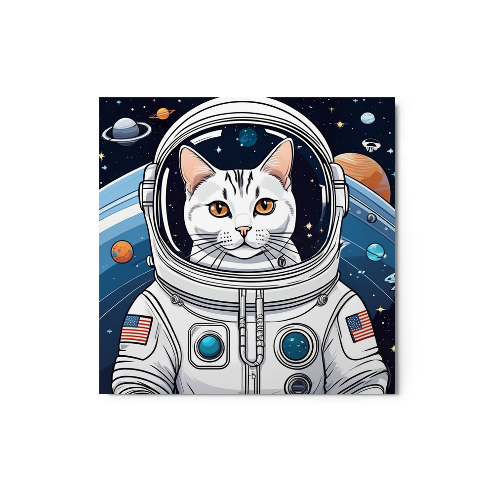 PugMug Custom White American Shorthair Cat Metal Print