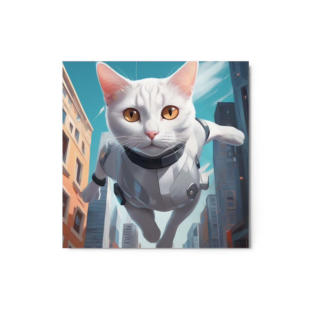 PugMug Custom White Companion Cat Metal Print