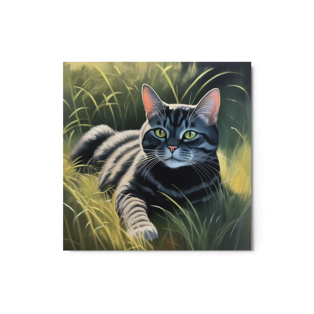 PugMug Custom Black American Shorthair Cat Metal Print