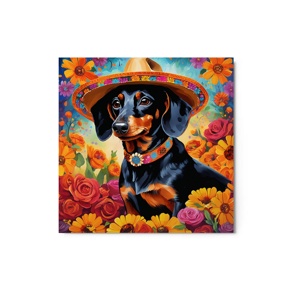 PugMug Custom Black Dachshund Metal Print