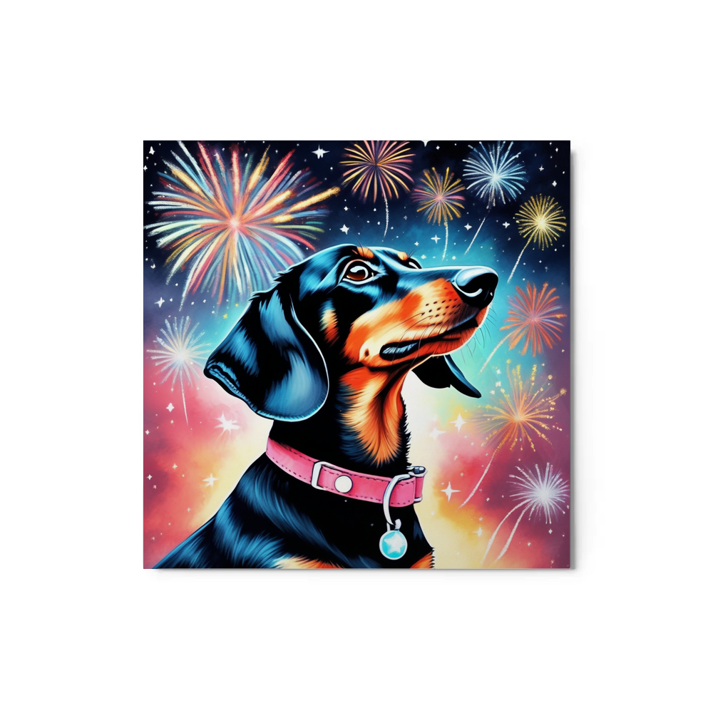 PugMug Custom Black Dachshund Metal Print