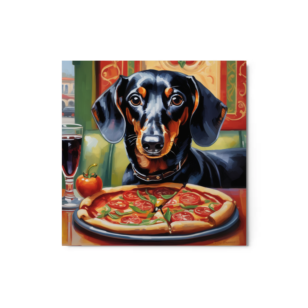 PugMug Custom Black Dachshund Metal Print