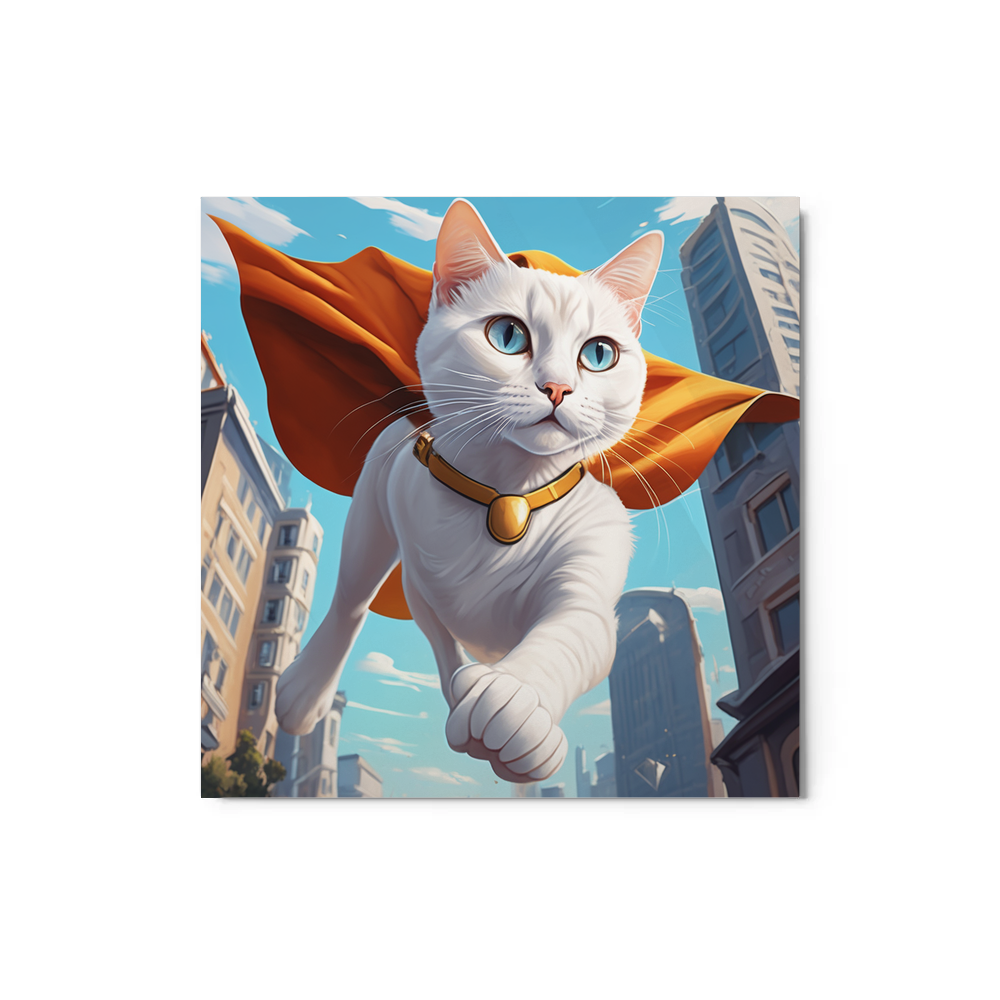 PugMug Custom White Companion Cat Metal Print