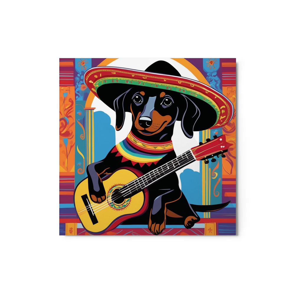 PugMug Custom Black Dachshund Metal Print