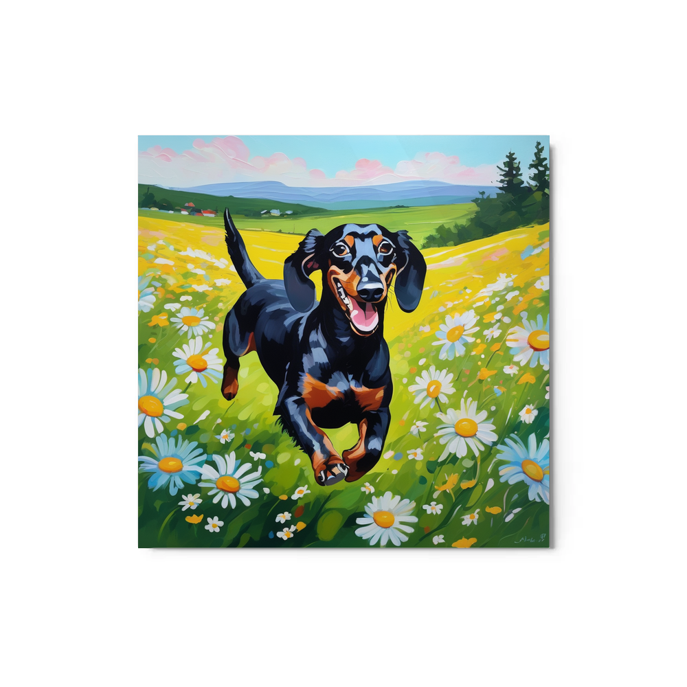 PugMug Custom Black Dachshund Metal Print