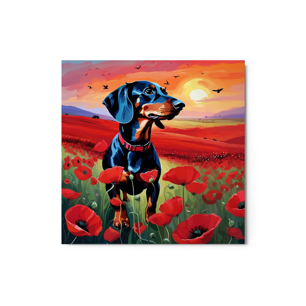 PugMug Custom Black Dachshund Metal Print