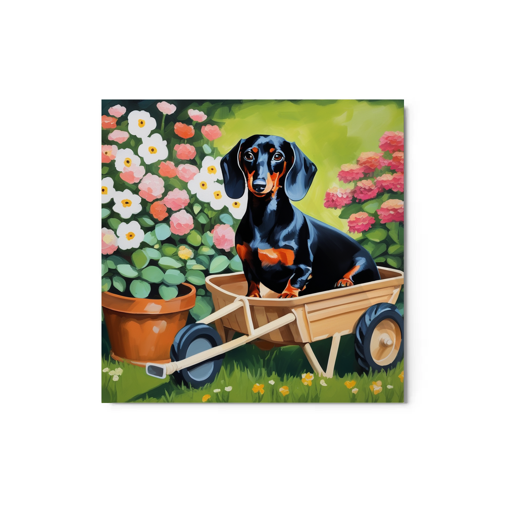 PugMug Custom Black Dachshund Metal Print