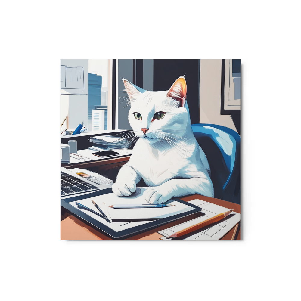 PugMug Custom White Companion Cat Metal Print