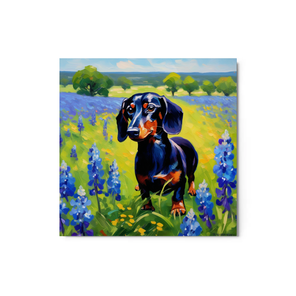 PugMug Custom Black Dachshund Metal Print