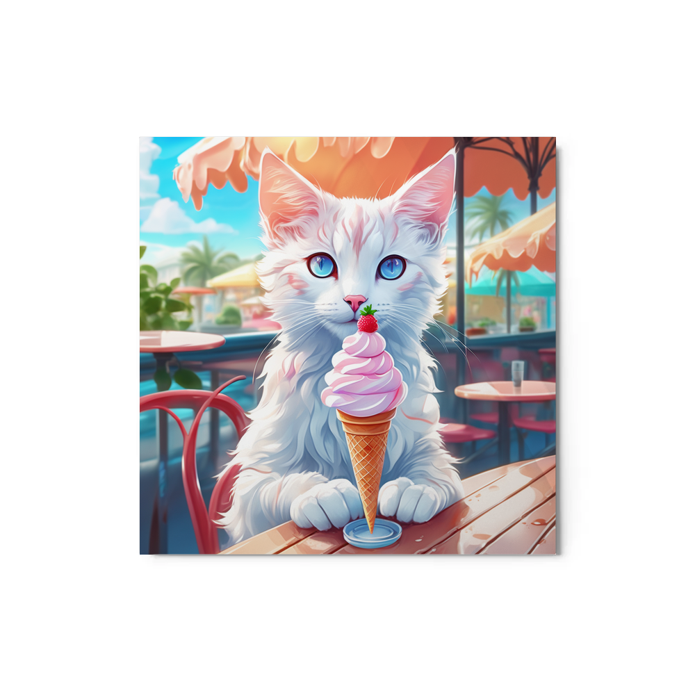 PugMug Custom White Companion Cat Metal Print