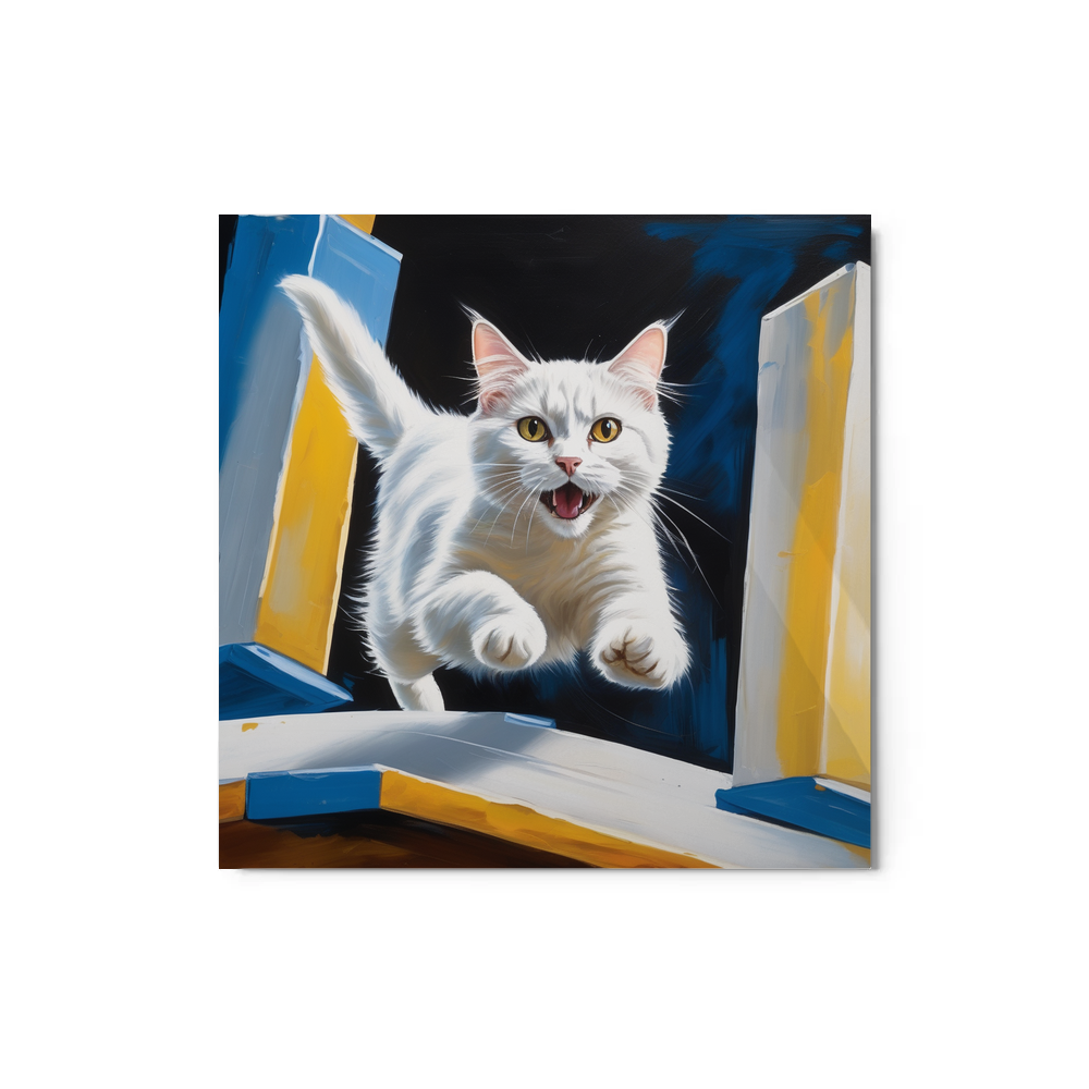 PugMug Custom White Companion Cat Metal Print