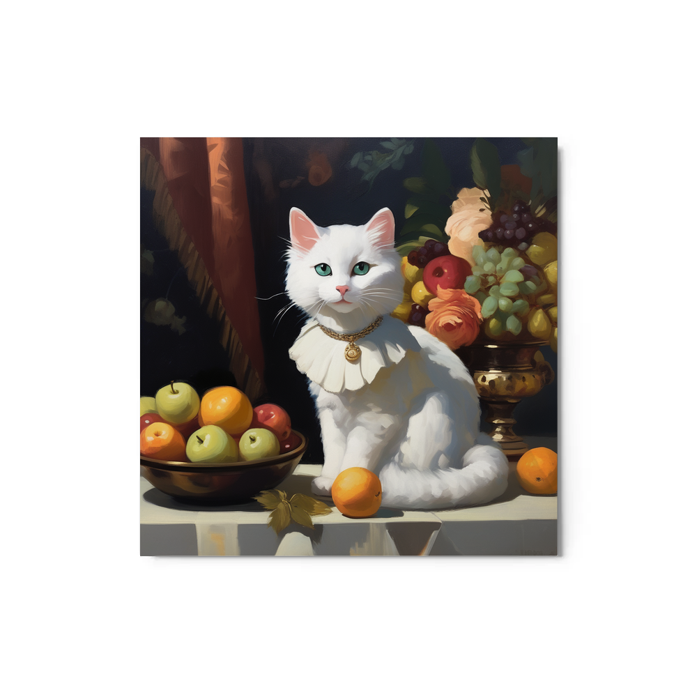 PugMug Custom White Companion Cat Metal Print